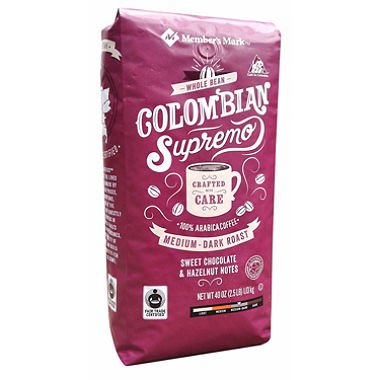 Member's Mark Fair Trade Certified Colombian Supremo Coffee, Whole Bean (40 oz.) ES