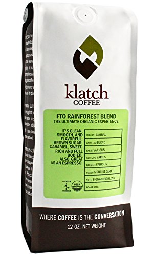 Klatch Coffee "FTO Rainforest Blend" Dark Roasted Fair Trade Organic Whole Bean Coffee - 12 Ounce Bag