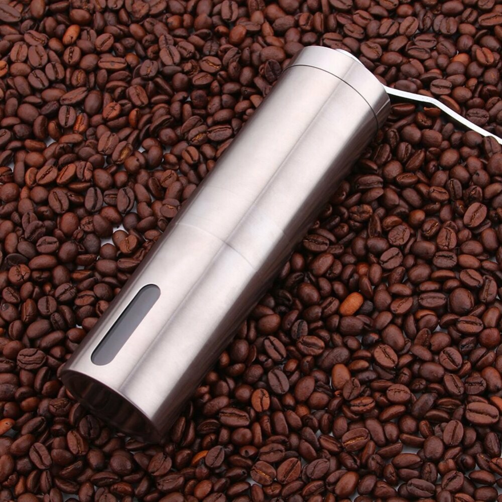 Brushed Stainless Steel Manual Coffee Grinder Conical Burr Mill