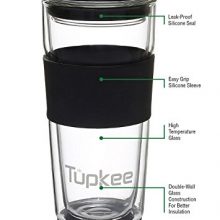 Tupkee Double Wall Glass Tumbler - Insulated Tea/Coffee ...