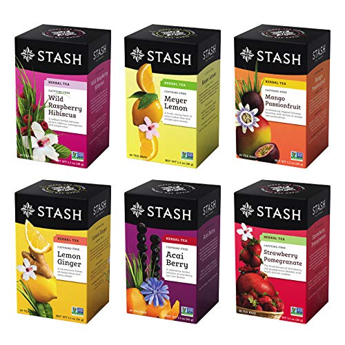 Stash Tea, Fruity Herbal Tea Six Flavor Assortment, 116 Count Tea Bags in Foil