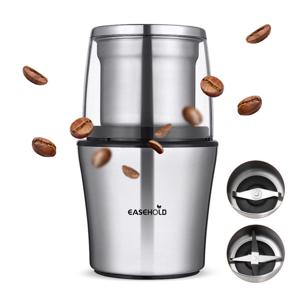 Easehold 200W Electric Coffee Grinder Stainless Steel
