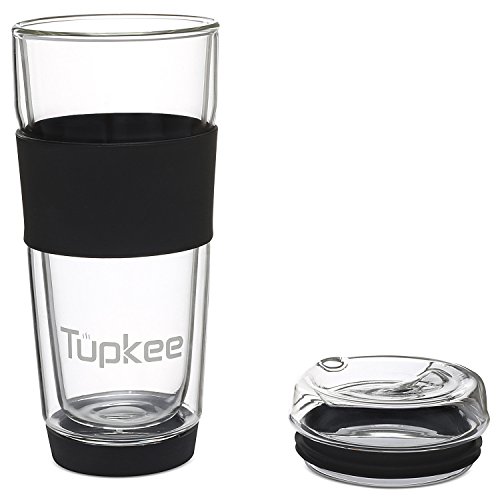 Tupkee Double Wall GLASS Tumbler (No Plastic or Metal Taste!) 