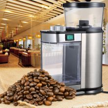 Gustino Electric Coffee Grinder with adjustable grinding settings, stainless steel shell, and wide base for stable use 