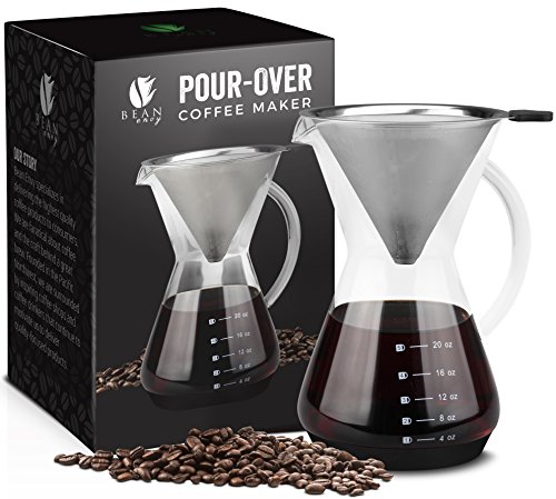Bean Envy Pour Over Coffee Maker - 20 - oz Borosilicate Glass Carafe