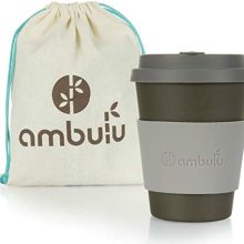 Ambulu Reusable Coffee Cup for Travel to Go 12oz | Portable Bamboo Mug with Lid