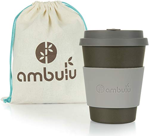 Ambulu Reusable Coffee Cup for Travel to Go 12oz | Portable Bamboo Mug with Lid