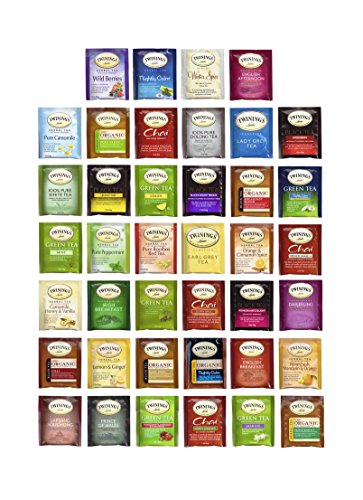 Twinings Tea Bags Sampler Assortment Variety Pack - 40 ct with By The Cup Honey Stix