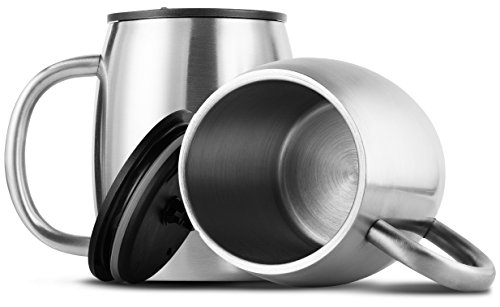 Stainless Steel Espresso Cups Set of 2 - Double Wall Insulated Metal Espresso  Cups Travel Espresso Cup