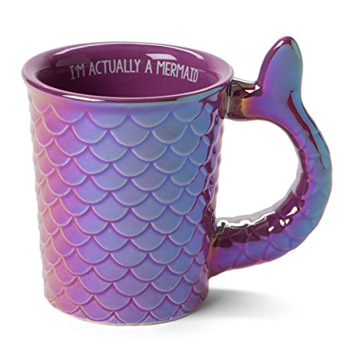 Tri-coastal Design Ceramic Reusable Coffee/Tea Mugs: Cute Novelty Mermaid Hot Coffee/Tea Cups (I'm Actually A Mermaid)