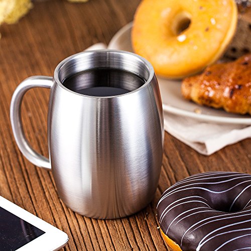Tru Blu Steel stainless steel coffee mug set of 2-14 oz premium double wall insulated  travel mugs - shatterproof, bpa free, dishwasher safe