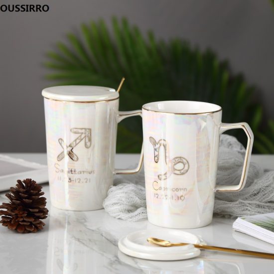 Europe High-end 12 Constellation Ceramic Gold Zodiac Mug