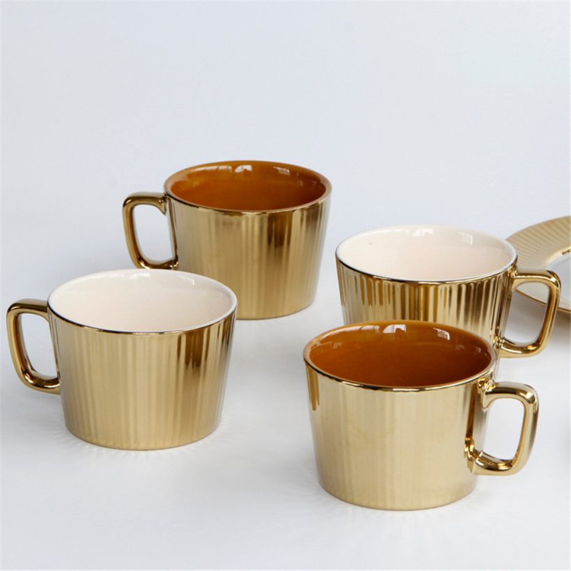 250ML Nordic Ceramics Gold Coffee Mug Chic Scandinavian