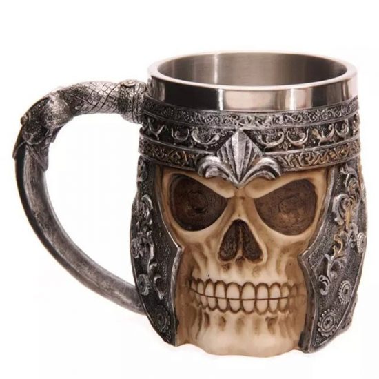 Coffee Mug Warrior Wolf Head Skulls