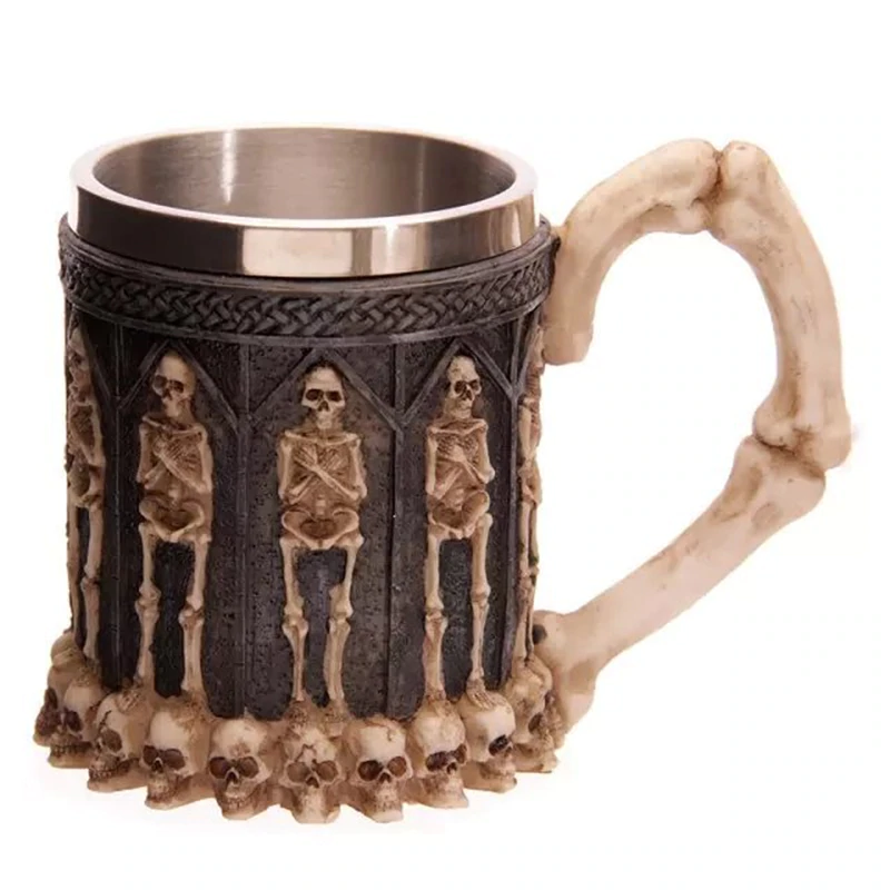 kull Drinking Mug 3D Skull Spine Tankard Horror Decor Coffee Mug