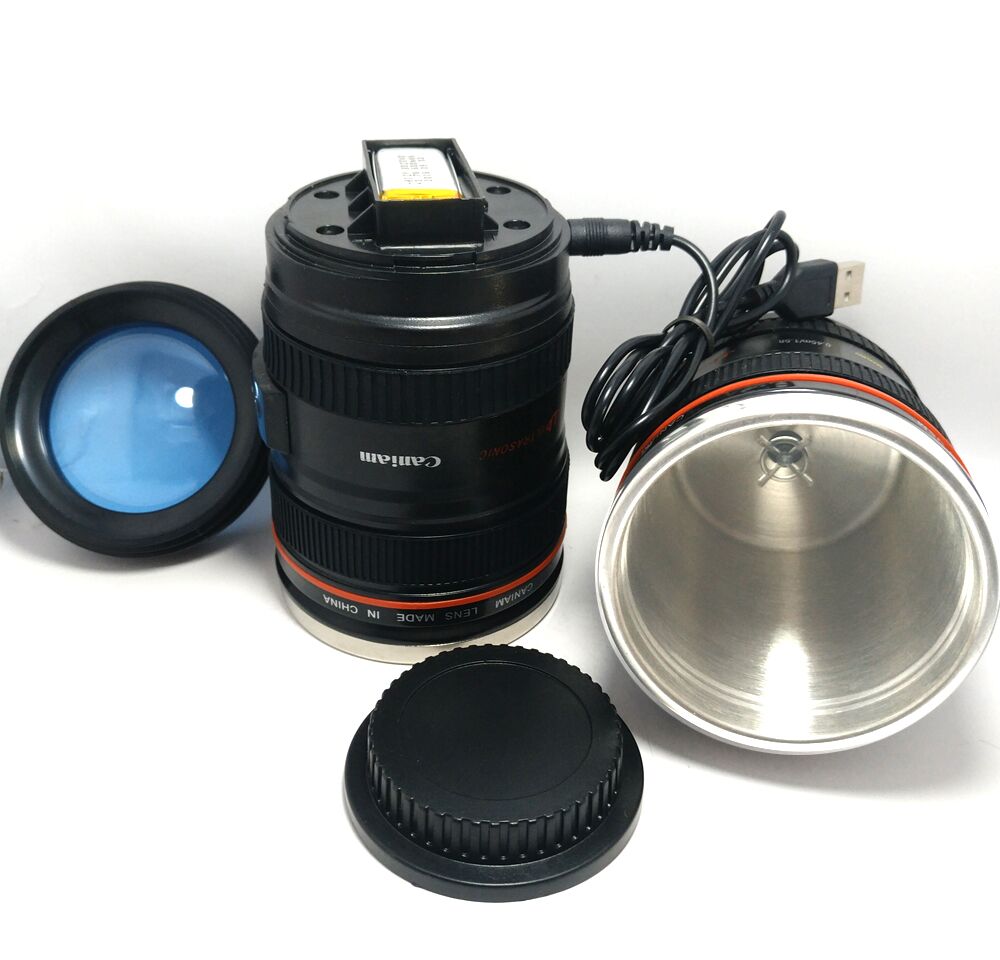 SLR Camera Lens Self Stirring Coffee mug
