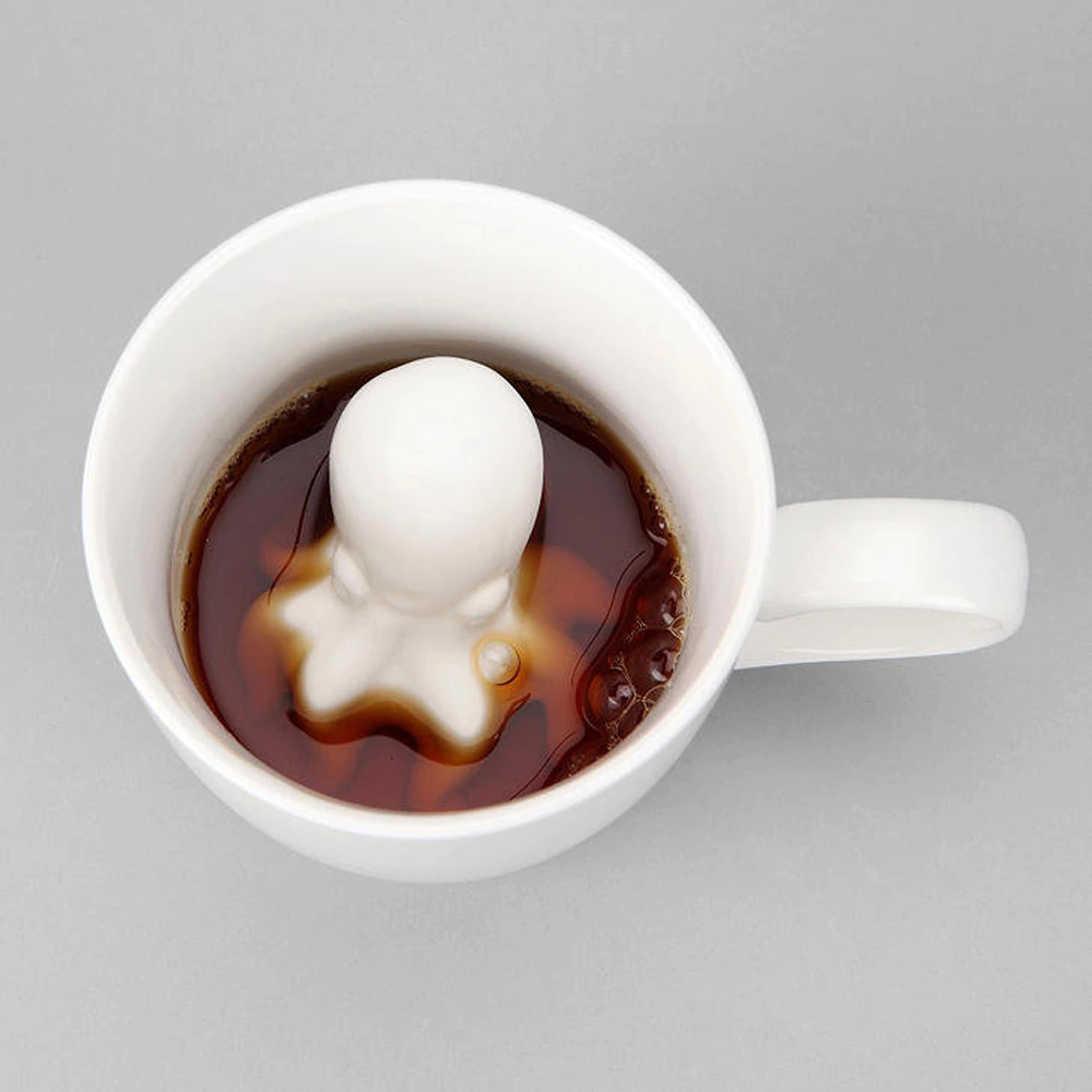 Coffee Mug 3D Octopus Surprise Shark Peek-a-Boo