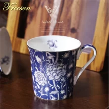 Retro Bone Coffee Mug with Spoon Nordic Painting