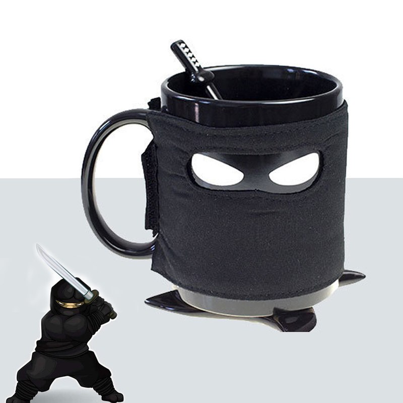 Ninja Coffee Mug Black Mask Ceramic