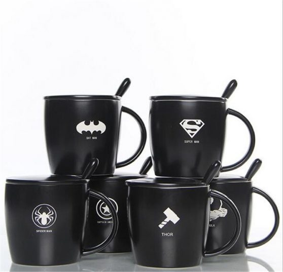 Avengers Black Lemon Tea Coffee Mug With Spoon