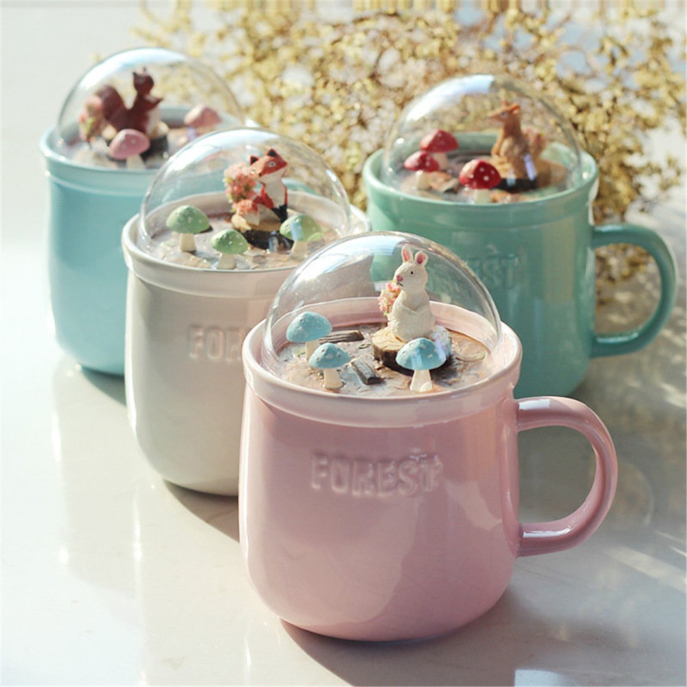 400ml ceramic coffee mug cup with creative cups lid
