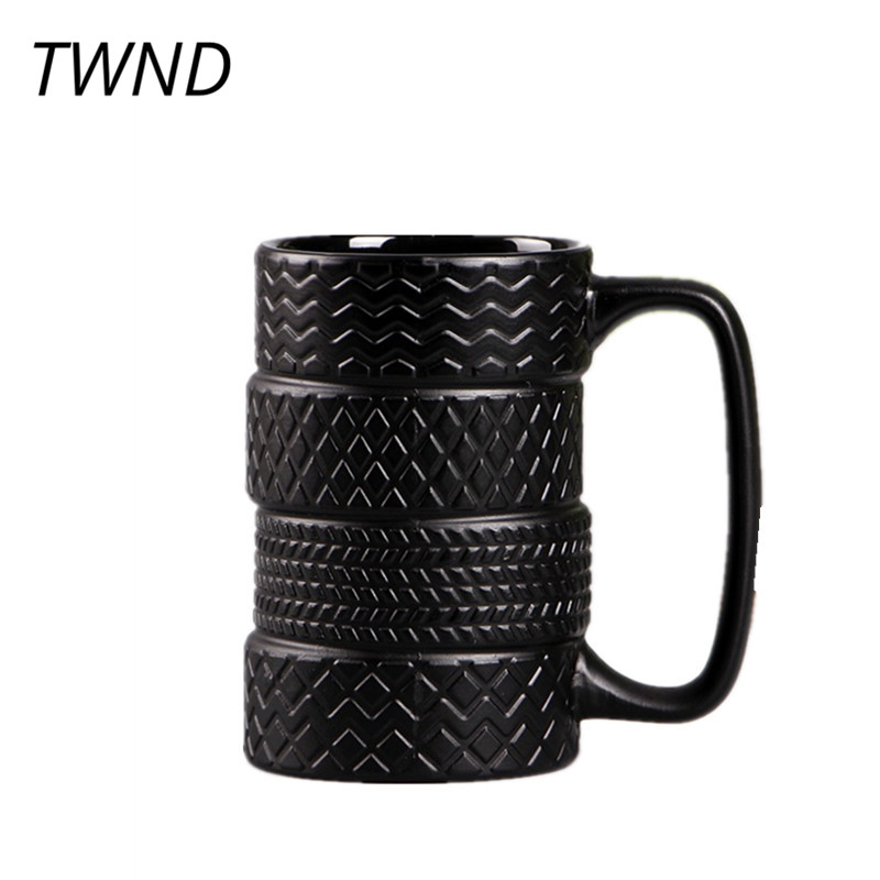 Tire coffee mug large capacity ceramic