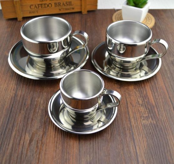 Double layer coffee cup set flower tea cup tea