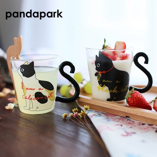 Pandapark New Cute Creative Cat Kitty Glass Mug