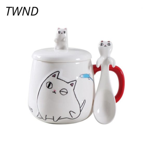 340CC Ceramic cat tea cups ceramic cartoon