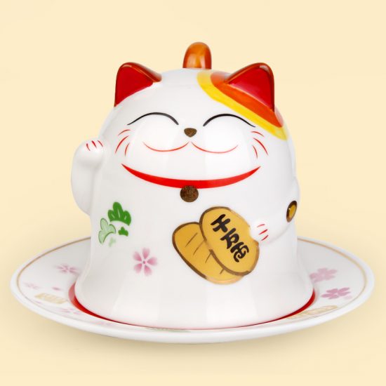 Ceramic cat maneki neko coffee mug