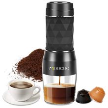 Moocoo Portable Espresso Maker - Compact and ergonomic design, 20-bar pressure, perfect for coffee capsules and ground coffee on the go. 