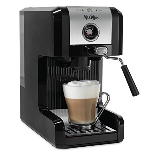 Mr. Coffee Easy Espresso Maker, 6 Piece, Chrome/Black