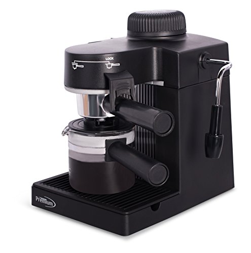 Premium PEM350 Espresso Cappuccino Latte Maker Coffee Machine, Hot Milk Steamer Frother, Black