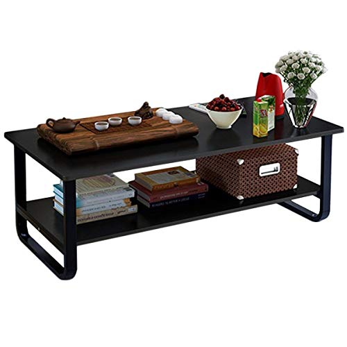 Rectangular Coffee Table with Storage Shelf (48" Black)