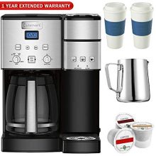 Cuisinart SS-15 12-Cup Coffee Maker and Single-Serve Brewer, Stainless w/K Cups, Carafe, to Go Cups and Extended Warranty