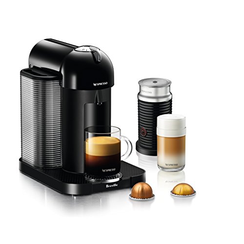 Nespresso Vertuo Coffee and Espresso Machine Bundle with Aeroccino Milk Frother by Breville, Black