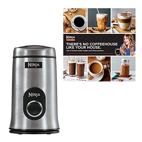Ninja Coffee Bar Stainless Steel Push Button Bean Grinder + 100-Recipe Book