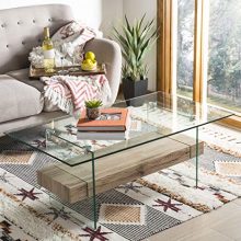 Safavieh Home Collection Kayley Natural Rectangular Modern Glass Coffee Table