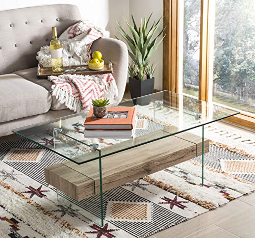 Safavieh Home Collection Kayley Natural Rectangular Modern Glass Coffee Table
