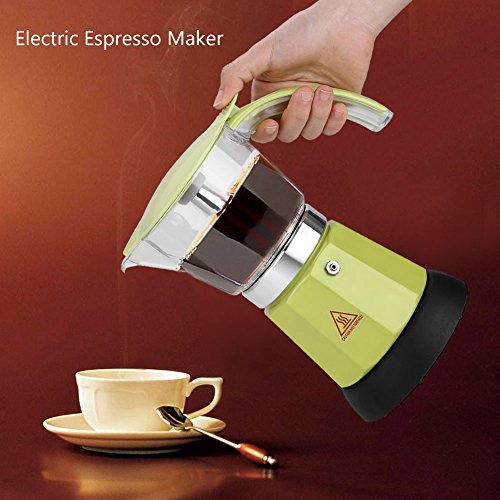 Moka Pot Coffee Maker Detachable Kitchen Stovetop 300ml/480W (Green)