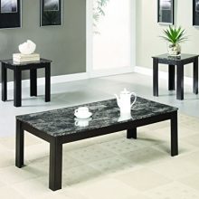 3-piece Occasional Table Set with Marble-Looking Top Black