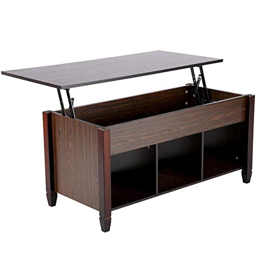 Yaheetech Wood Lift-Top Coffee Table - with Hidden Compartment Home Living Room Furniture