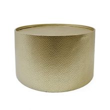 Rache Modern Round Coffee Table with Hammered Iron, Gold