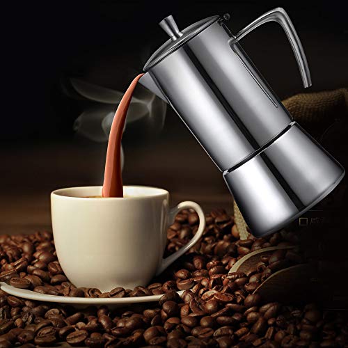 Stainless Steel Stove Mocha Coffee Maker Pot Stovetop Coffee Maker Mocha Espresso Percolator Pot Coffee Maker Kitchen Tools Silver