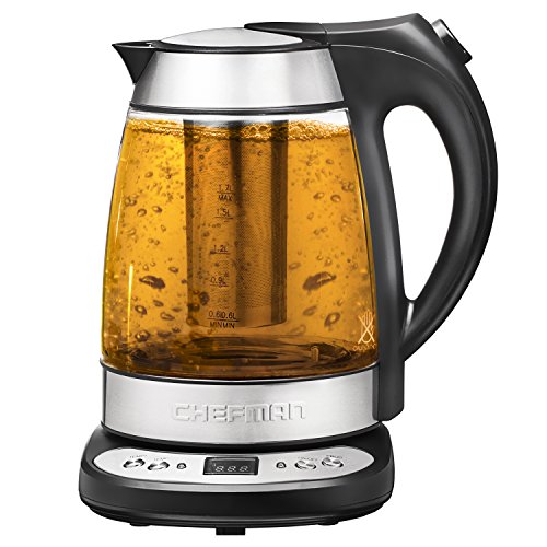 Chefman Electric Glass Digital Tea Kettle with Free Infuser