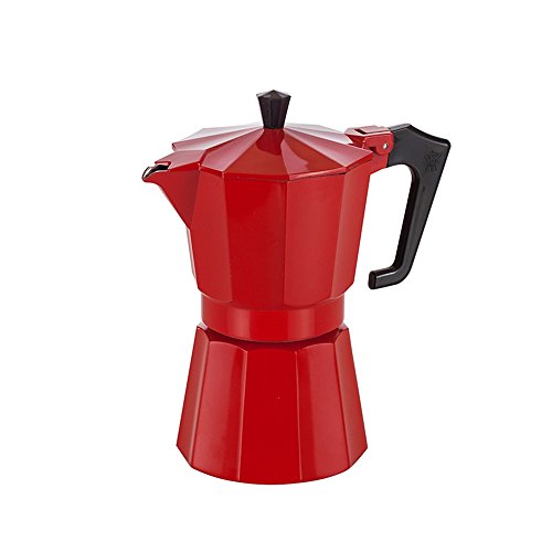 Pezzetti Stove Top Red Finish Aluminium Espresso Coffee Maker