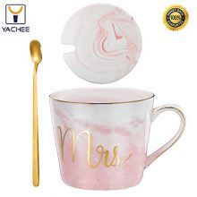 Ceramic Marble 15oz Coffee Cup with Lids and Spoon