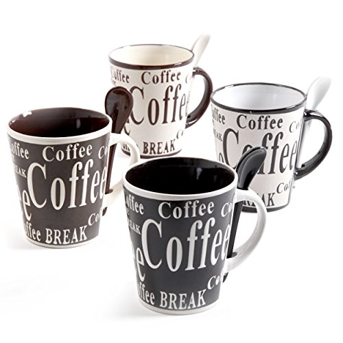 Mr Coffee Bareggio 8 Pc Mug and Spoon Set, Set of 4