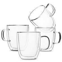 Insulated Coffee Mugs, Glass Tea Mugs, Set of 4