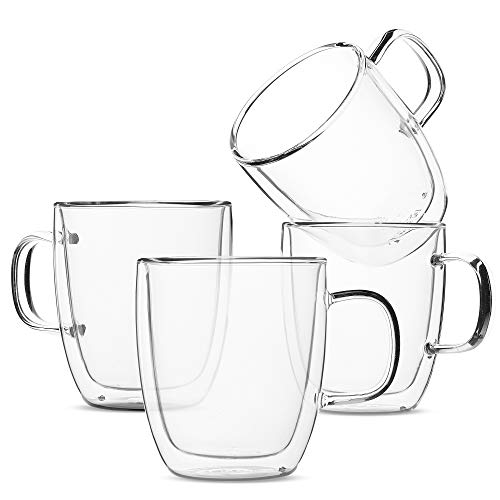 Insulated Coffee Mugs, Glass Tea Mugs, Set of 4